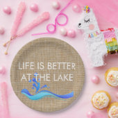 生命は湖の(白い)バーラップの紙皿でよりよいです ペーパープレート (パーティー)