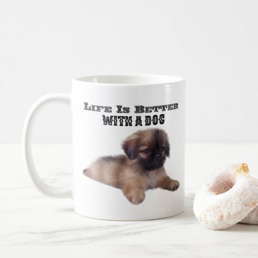 生命は犬のマグとよりよいです コーヒーマグカップ (ドーナツ)