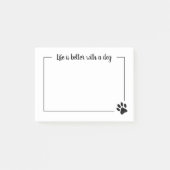 生命は犬の足のプリントの後it®ノートとよりよいです ポストイット (正面)