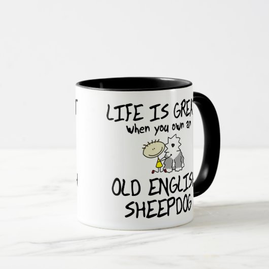 生命は素晴らしく古い英国の牧羊犬です マグカップ (正面右)
