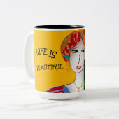 生命は美しいです-無計画な部品 ツートーンマグカップ (正面左)