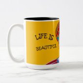 生命は美しいです-無計画な部品 ツートーンマグカップ (左)