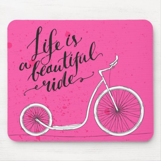 生命は美しい乗車のピンクです マウスパッド (正面)