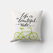 生命は美しい乗車のライムグリーンです クッション (裏面)