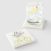 生命は美しい乗車のライムグリーンです ストーンコースター (横)