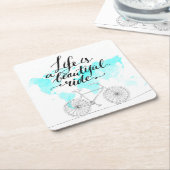 生命は美しい乗車の青です スクエアペーパーコースター (アングル)