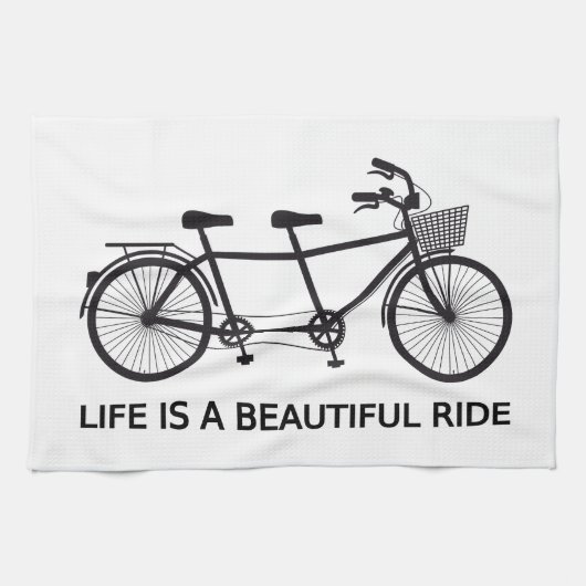 生命は美しい乗車、タンデム自転車です キッチンタオル (横)