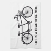 生命は美しい乗車、タンデム自転車です キッチンタオル (縦)