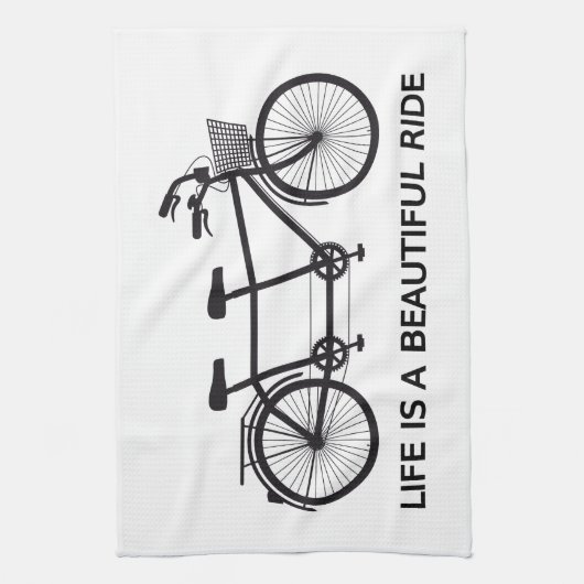 生命は美しい乗車、タンデム自転車です キッチンタオル (縦)