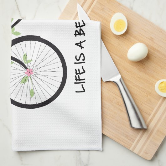 生命は美しい乗車、ヴィンテージの自転車です キッチンタオル (四つ折り)