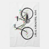 生命は美しい乗車、ヴィンテージの自転車です キッチンタオル (縦)