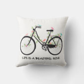 生命は美しい乗車、ヴィンテージの自転車です クッション (裏面)