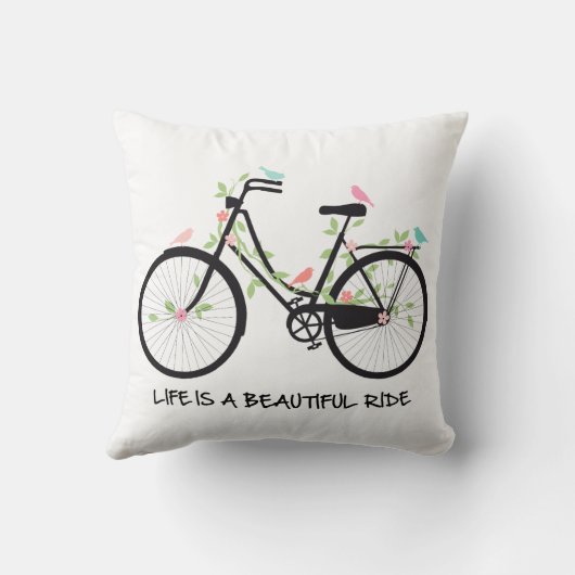 生命は美しい乗車、ヴィンテージの自転車です クッション (裏面)