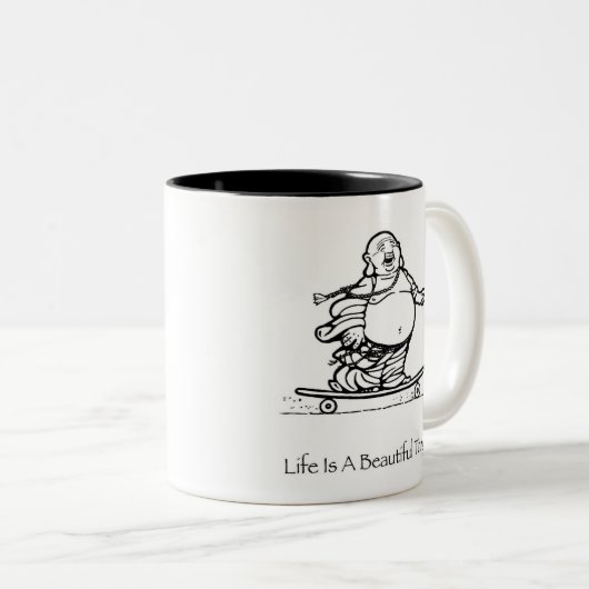 生命は美しい事の仏のコーヒー・マグです ツートーンマグカップ (正面右)