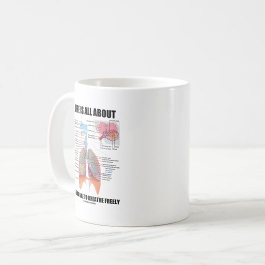 生命は自由に呼吸できることについて完全にあります コーヒーマグカップ (正面左)