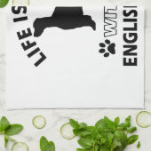 生命は英国セッターとよりよいです キッチンタオル (折り畳み)