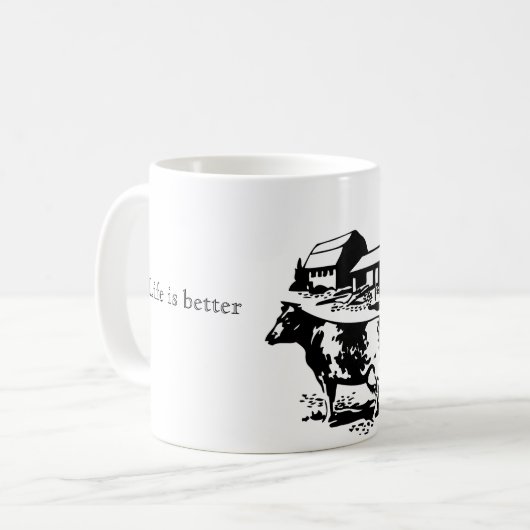 生命は農場のコーヒー・マグでよりよいです コーヒーマグカップ (正面左)