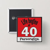 生命は40% pipe% DIYの文字|の第40誕生日で始まります 缶バッジ (正面&裏面)