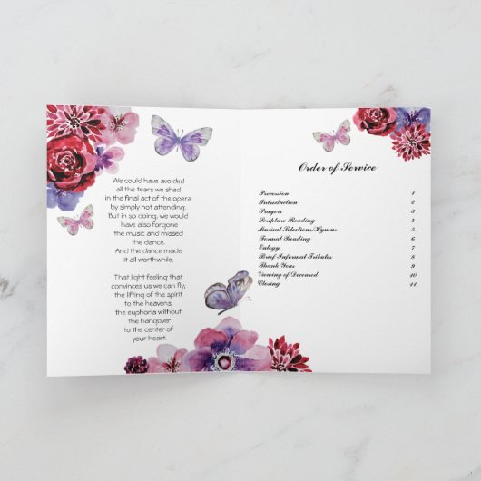 生命または記念プログラムの葬式かお祝い プログラム (内部)