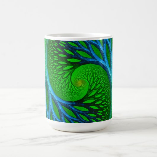 生命らせん状フラクタルの木 コーヒーマグカップ (中央)