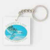 生命を尊重保し海をクリーン キーホルダー (裏面)