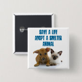 生命を採用します避難所動物を救って下さい 缶バッジ (正面&裏面)