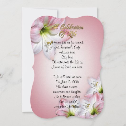 生命アマリリスお祝い 招待状 (正面)