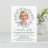 生命エレガントユーカリ写真のお祝い 招待状 (スタンド正面)