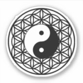 生命オーム記号の神聖な幾何学の花 シール (正面)