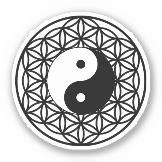 生命オーム記号の神聖な幾何学の花 シール (正面)