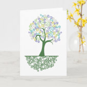 生命カラフルなスクロール木の木の~の根 カード (黄色い花)