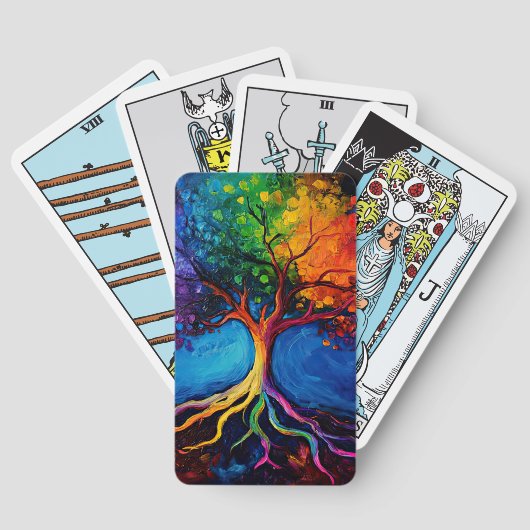 生命カラフル根の木の知識ウィズダム平和 トランプ (裏面)