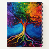 生命カラフル根の木の知識ウィズダム平和 ノートブック (裏面)