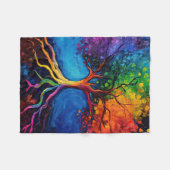 生命カラフル根の木の知識ウィズダム平和 フリースブランケット (正面(横))