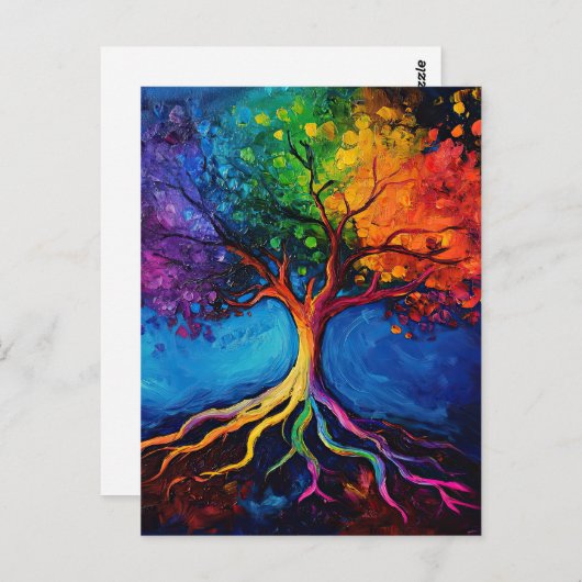 生命カラフル根の木の知識ウィズダム平和 ポストカード (正面/裏面)