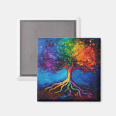 生命カラフル根の木の知識ウィズダム平和 マグネット (正面/裏面)