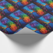 生命カラフル根の木の知識ウィズダム平和 ラッピングペーパー (角)