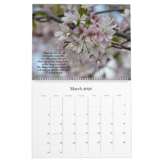 生命カレンダーの選択Aのための引用文 カレンダー (3月 2026)