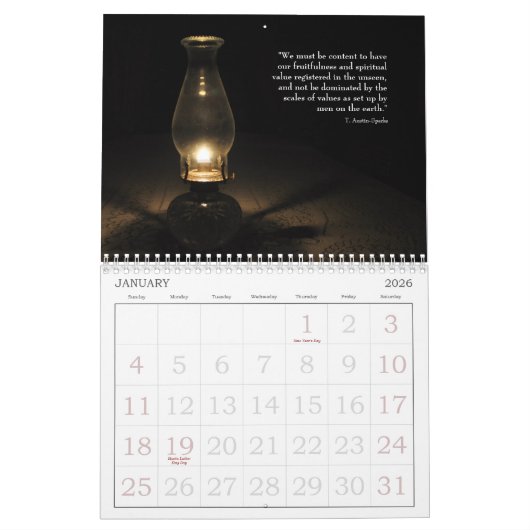 生命カレンダーの選択Bのための引用文 カレンダー (1月 2026)