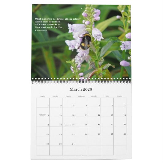 生命カレンダーの選択Fのための引用文 カレンダー (3月 2026)