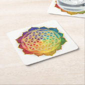生命コースターの虹の花 スクエアペーパーコースター (アングル)