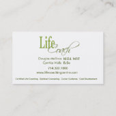 生命コーチIの個人的なゴールの精神的な勧めること 名刺 (裏面)