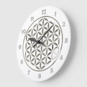 生命スタンプの銀の花 + 文字盤数 ラージ壁時計 (傾斜)