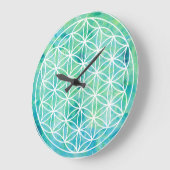 生命ターコイズ1702815の柱時計の花 ラージ壁時計 (傾斜)