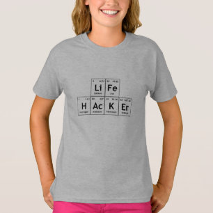 生命ハッカー化学要素の周期表の単語 Tシャツ
