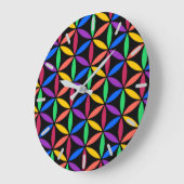生命パターンの虹の花 ラージ壁時計 (傾斜)