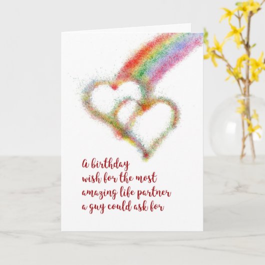 生命パートナーのための陽気な誕生日の願い カード (黄色い花)