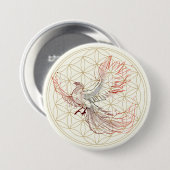 生命フェニックスの大きいボタンの花 缶バッジ (正面&裏面)