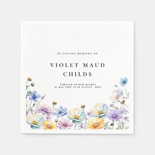 生命フローラ葬儀お祝い スタンダードカクテルナプキン (正面)