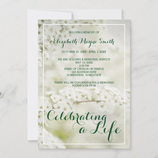 生命ベビーの呼吸を祝う告別式 招待状 (正面)